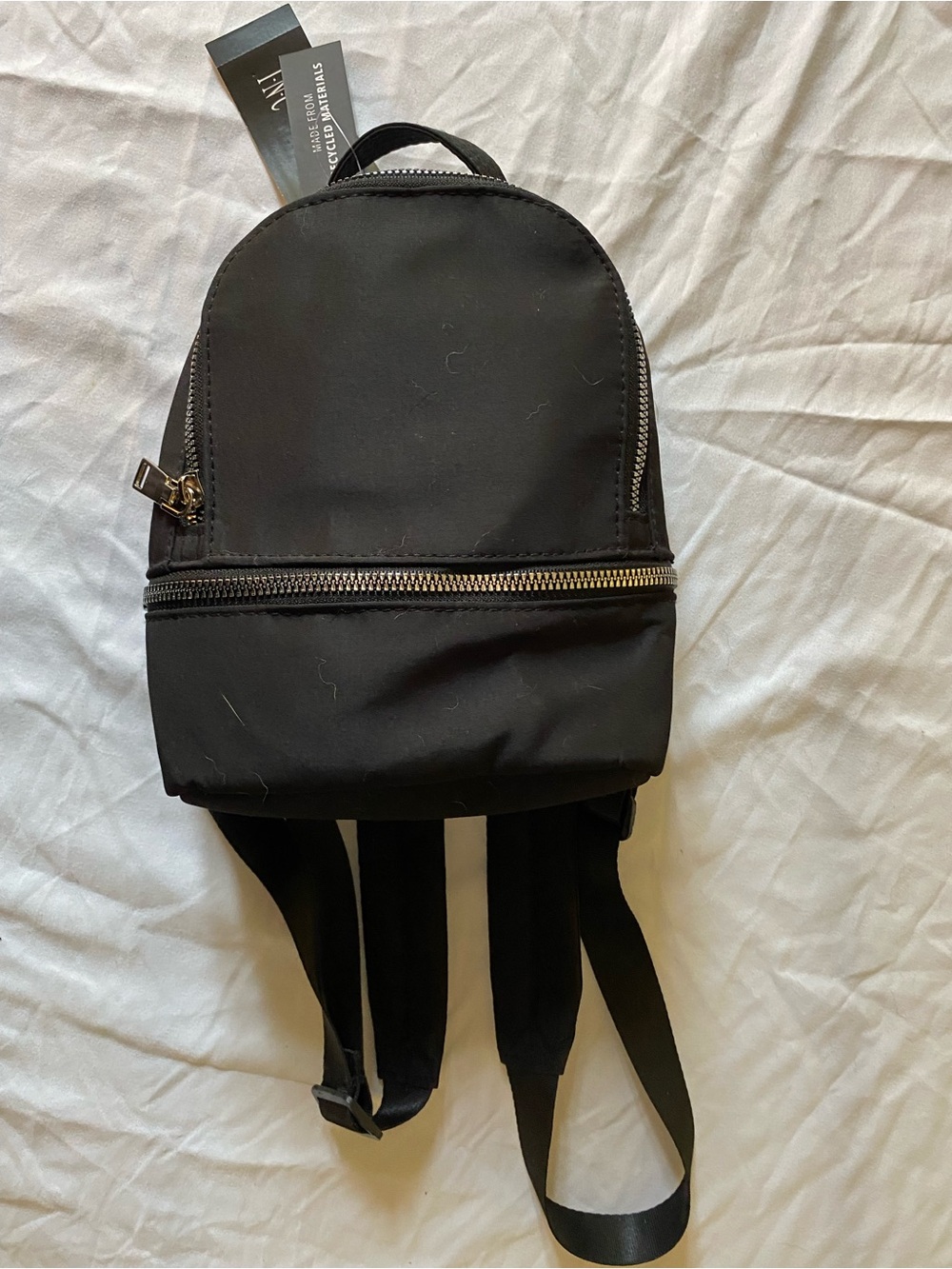 INC International Concepts Black Mini Backpack with Gold Zippers